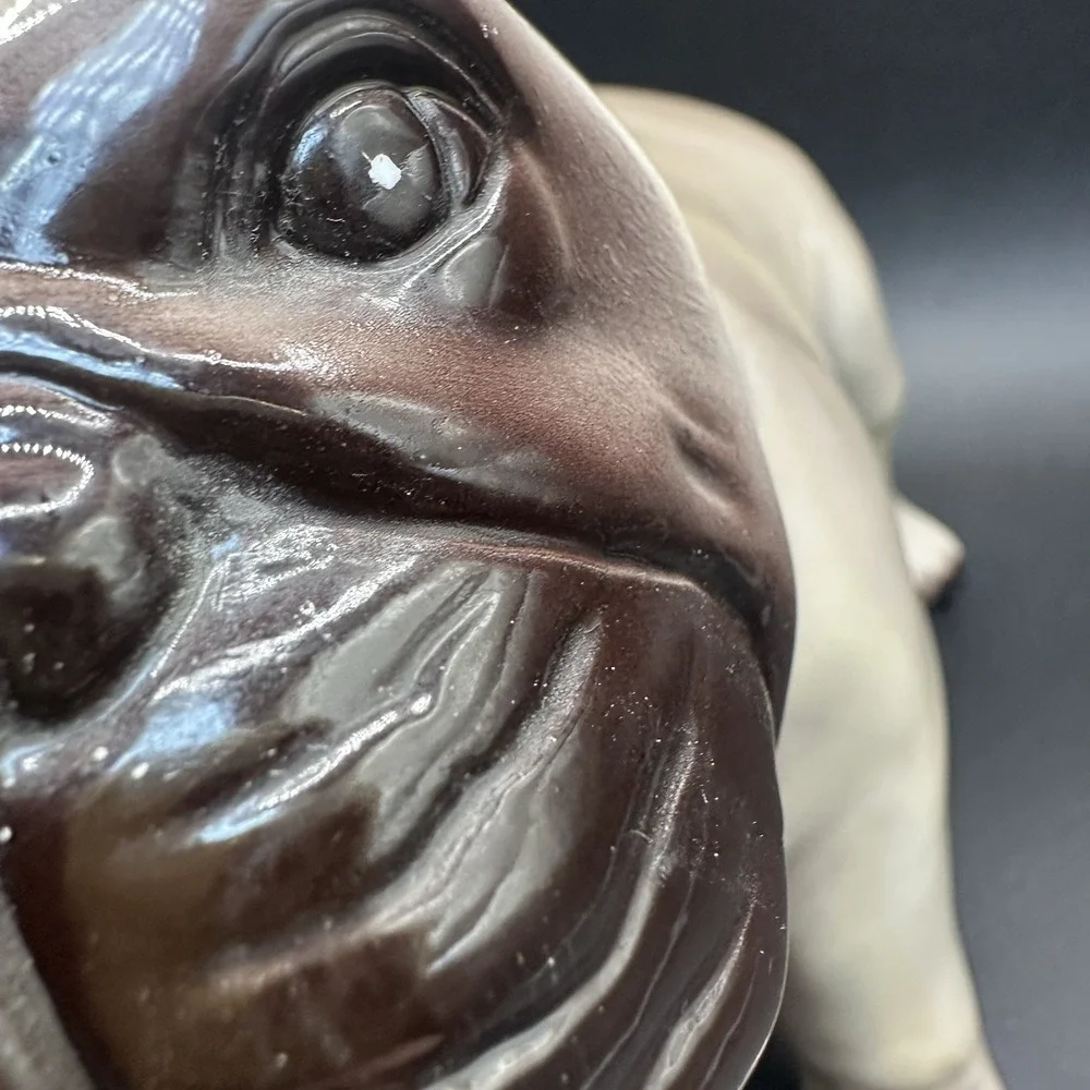 Vintage Bulldog Porcelain Figurine Brown Old Money Decor‎ 8 Inch Tall 10.5